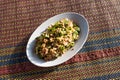 Spicy Raw Ant Eggs Salad ( Thai North-Eastern food ) Royalty Free Stock Photo