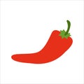 Spicy red chili pepper with stem vector image, flat design Royalty Free Stock Photo