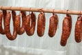 Spicy salami hung to dry Basilicata Italy tradition