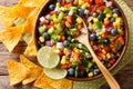 Spicy salsa from corn, blueberries, jalapeno pepper, bell pepper Royalty Free Stock Photo