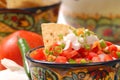 Spicy salsa with tortilla chips