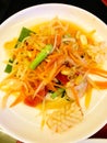 Spicy Seafood Papaya salad.SomtumSeafood Salad, Thai food