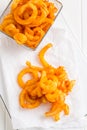 Spicy seasoned curly fries. Ready to eat