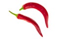 Spicy seasoning fresh red bright chili pepper on a white background pair of vegetables base menu cooking asia food