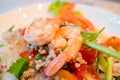 Spicy shrimp and mix vegetable salad , thai food Royalty Free Stock Photo