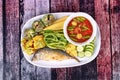 Spicy shrimp paste dip ,Nam Prik Kapi with side dish.