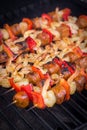 Spicy shrimp and sausage skewer Royalty Free Stock Photo