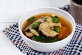 Spicy snake head fish soup ,Thai hot and sour soup call Tom yum pla Royalty Free Stock Photo