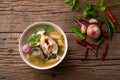 Spicy snake head fish soup ,Thai hot and sour soup call Tom yum pla Royalty Free Stock Photo