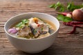 Spicy snake head fish soup ,Thai hot and sour soup call Tom yum pla Royalty Free Stock Photo