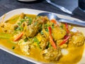 Spicy soft crab curry plate Royalty Free Stock Photo