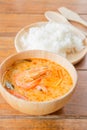 Spicy soup and jasmine rice thai easy meal Royalty Free Stock Photo