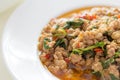 Spicy Stir Fried Minced Pork And Basil Royalty Free Stock Photo