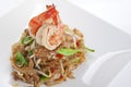 Spicy stir fried noodle with shrimps Royalty Free Stock Photo