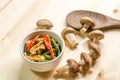 Spicy stir fried pork with red curry paste and Yard Long bean Royalty Free Stock Photo