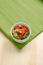 Spicy stir fried pork with red curry paste and Yard Long bean Royalty Free Stock Photo