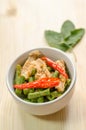 Spicy stir fried pork with red curry paste and Yard Long bean Royalty Free Stock Photo