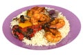 Spicy Tandoori King Prawns with Rice and Peppers Royalty Free Stock Photo