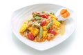 spicy Thai corn salad with salted egg and other vegetables Royalty Free Stock Photo