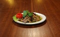 Spicy Thai Minced Pork Salad `Larb Moo`.