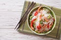 Spicy Thai salad yam woon sen with seafood close up. horizontal Royalty Free Stock Photo