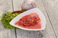 Spicy tomato and garlic sauce Royalty Free Stock Photo