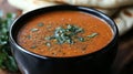 Spicy Tomato Soup with Naan Bread Royalty Free Stock Photo