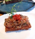 Spicy Tuna Tartare On Fried Sushi Rice Caviar On The Top