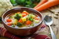 Spicy vegetable soup with in a bowl. Cauliflower, broccoli, carrots Royalty Free Stock Photo