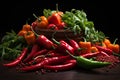 Spicy Vegetables on Black background