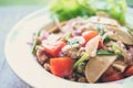 Spicy vermicelli salad mix with minced pork tomato vegetable Royalty Free Stock Photo