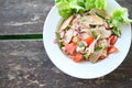 Spicy vermicelli salad mix with minced pork tomato vegetable Royalty Free Stock Photo