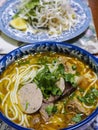 Spicy Vietnamese Beef and Pork Noodle Soup (Bun Bo Hue Royalty Free Stock Photo