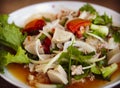 Spicy vietnamese sausage salad Thai street food Royalty Free Stock Photo