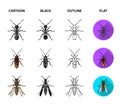 Spider, ant, wasp, bee .Insects set collection icons in cartoon,black,outline,flat style vector symbol stock Royalty Free Stock Photo