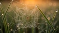 Spider Araneae is positioned at the center of the web likely awaiting Royalty Free Stock Photo
