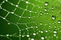 Green dew background web spider nature water drop macro morning cobweb net