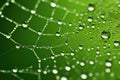 Green dew background web spider nature water drop macro morning cobweb net Royalty Free Stock Photo