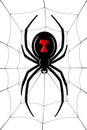 Spider Black Widow, cobweb. Red black spider 3D, spiderweb, isolated white background. Scary Halloween decoration icon Royalty Free Stock Photo