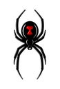 Spider Black Widow. Red black bug spider 3D, isolated white background. Scary Halloween redblack icon, symbol horror Royalty Free Stock Photo