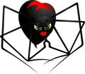 Spider black widow with red symbol on the back Royalty Free Stock Photo