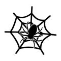 Spider on cobweb icon. Spider web vector illustration isolated on white background