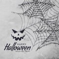 Spider cobweb with scary face halloween background