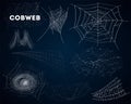 Spider cobwebs various forms isolated set Royalty Free Stock Photo