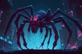 spider in the dark, 3d rendering, computer digital illustration