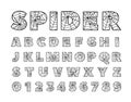 Spider font. Spiderman alphabet. Black letters on white background