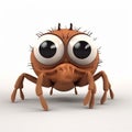 Spider, funny cute cartoon 3d illustration on white background Royalty Free Stock Photo