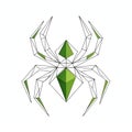 Geometric Style Low Poly Spider with Green Accents for IT Solutions, generative ai Royalty Free Stock Photo
