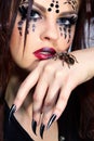 Spider-girl and Brachypelma smithi Royalty Free Stock Photo