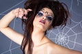 Spider girl and web Royalty Free Stock Photo